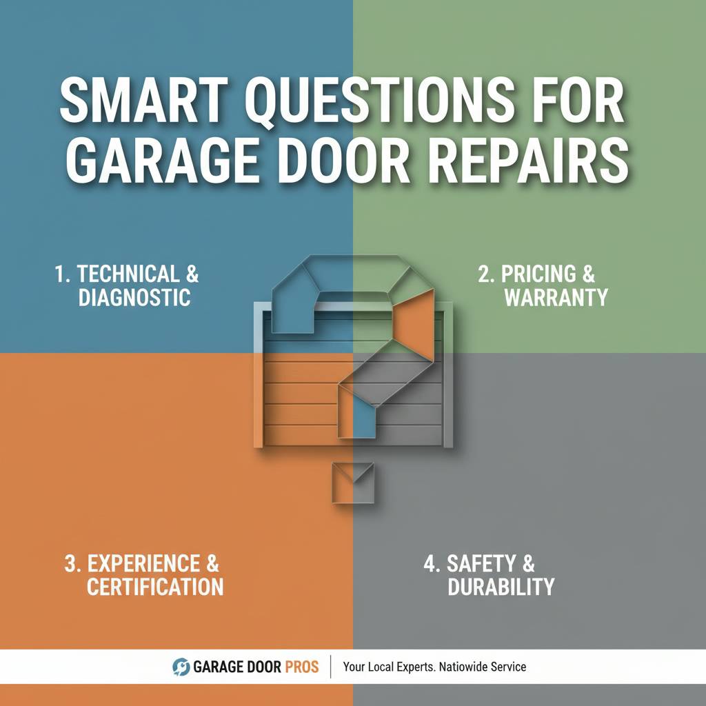 Core categories of questions to ask garage door repair companies
